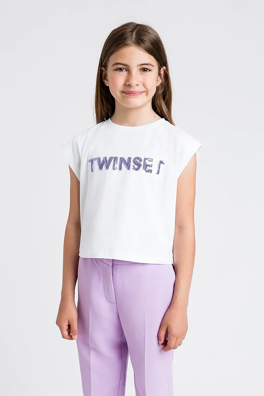 Levně Dětské tričko Twinset bílá barva, 251GJ2537