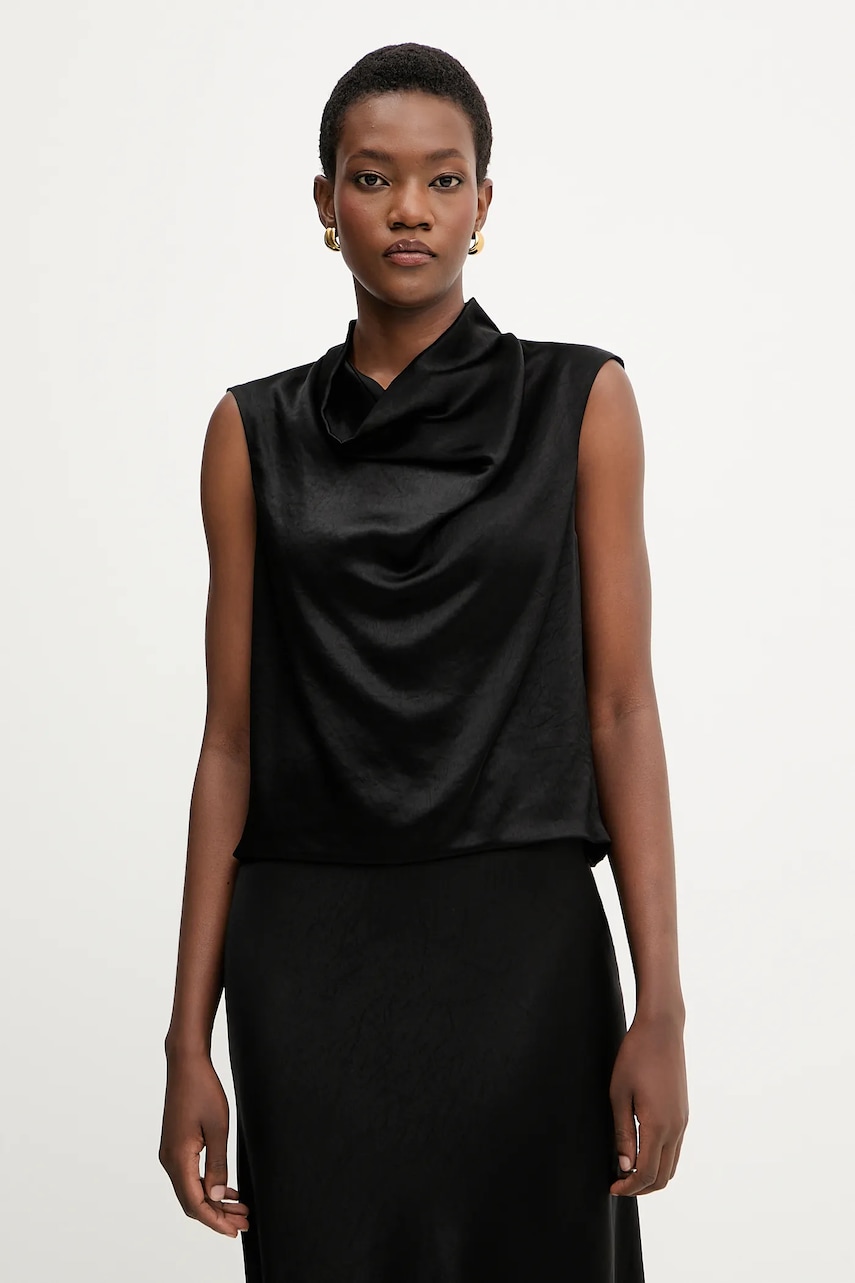 Liviana Conti bluză culoarea negru, uni, F5WS61