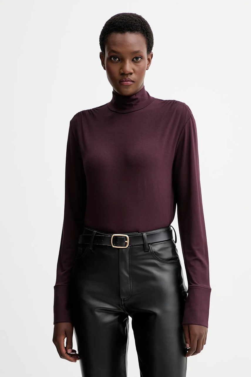 Marc O'Polo bluză culoarea bordo, uni, 510214952225