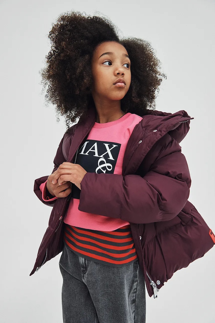 MAX&Co. hanorac de bumbac pentru copii MAXS3F SWEAT-SHIRT culoarea roz, cu imprimeu, MX0037