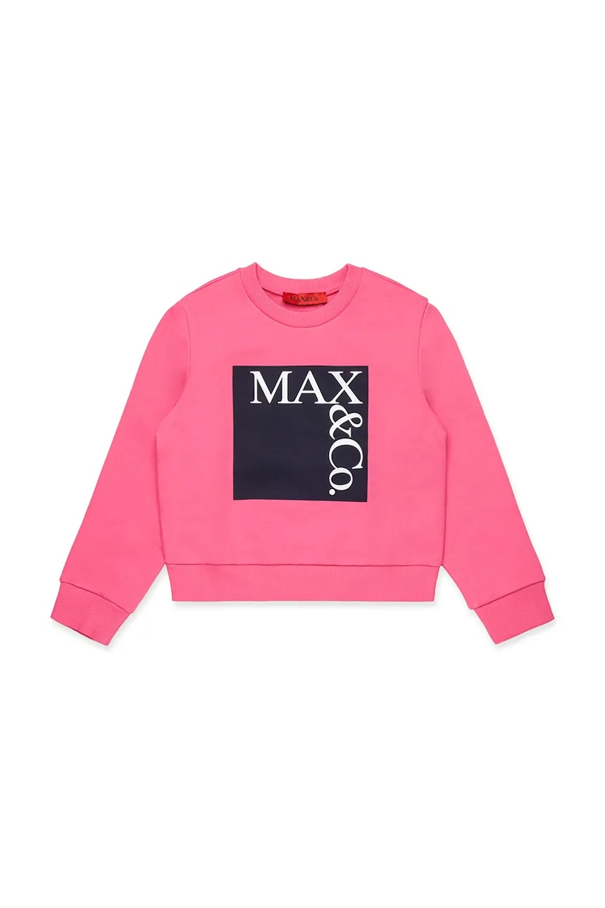 Детская хлопковая кофта MAX&Co. MAXS3F SWEAT-SHIRT цвет розовый с принтом MX0037 Детская хлопковая кофта MAX&Co. MAXS3F SWEAT-SHIRT цвет розовый с принтом MX0037