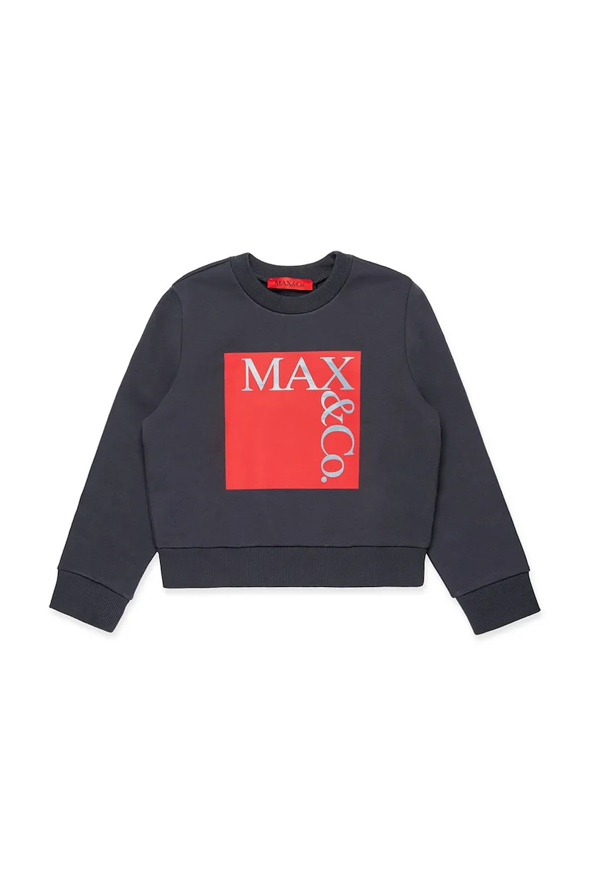 MAX&Co. hanorac de bumbac pentru copii MAXS3F SWEAT-SHIRT culoarea gri, cu imprimeu, MX0037