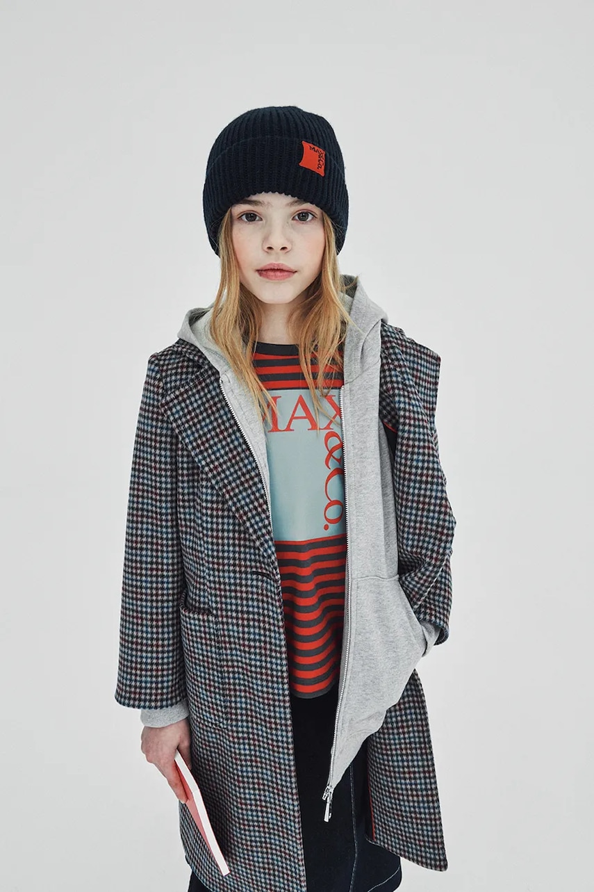 MAX&Co. hanorac de bumbac pentru copii MAXS13F SWEAT-SHIRT culoarea gri, cu imprimeu, MX0186