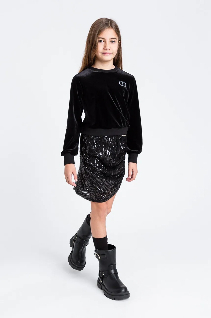 

Детски суичър Twinset в черно с апликация 252GJ2033, Черен