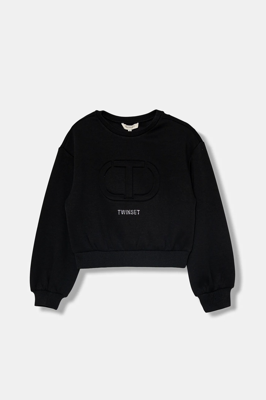 Levně Dětská mikina Twinset černá barva, s potiskem, 252GJ205M