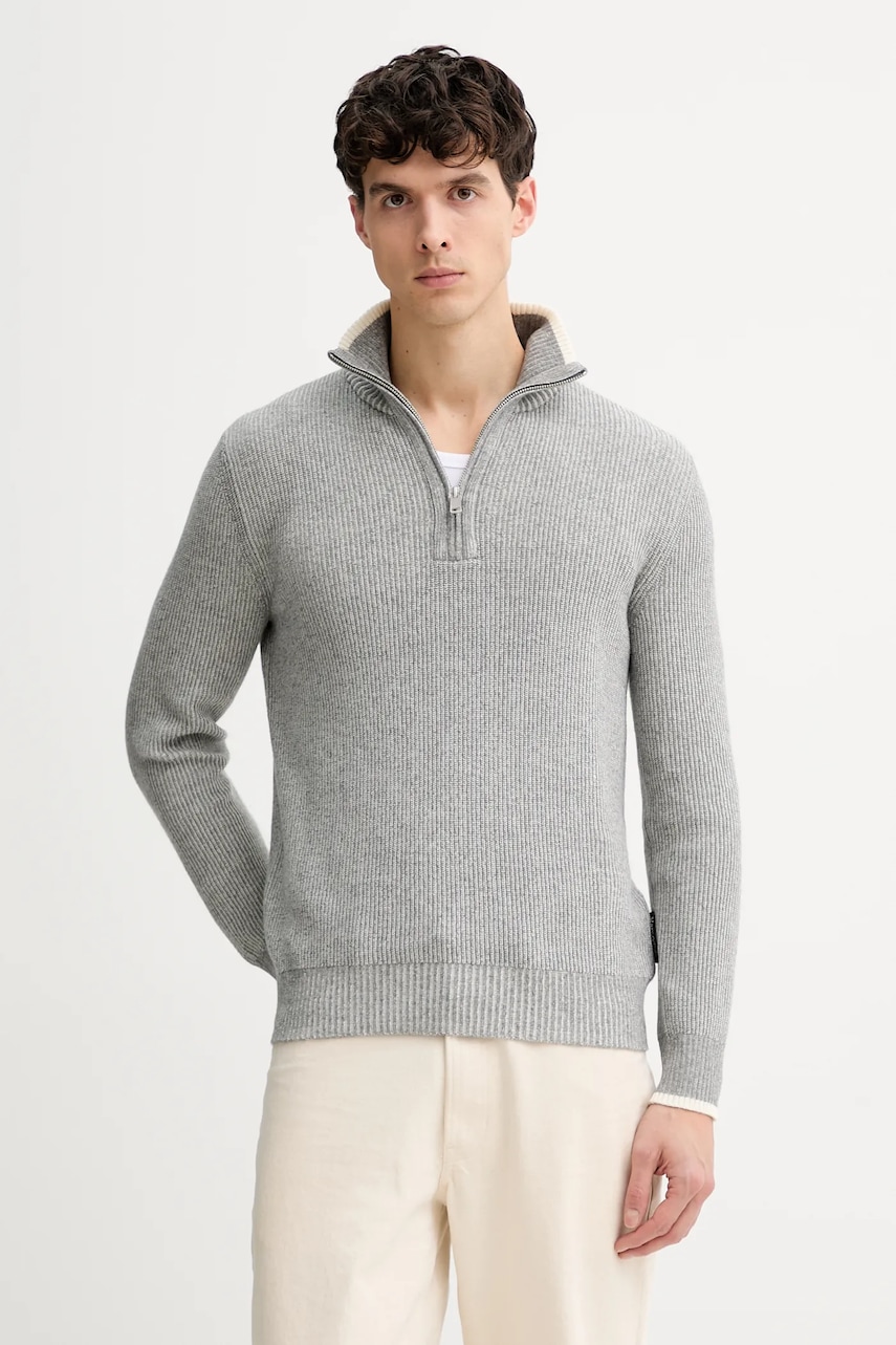 Marc O'Polo pulover din amestec de lână culoarea gri, cu turtleneck, 531516060370