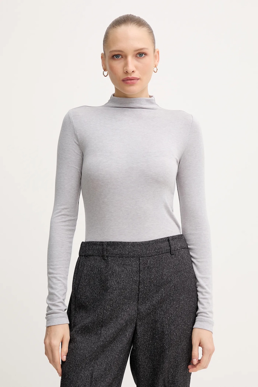 Mos Mosh longsleeve din amestec de lână PETRI culoarea gri, cu turtleneck, 172890
