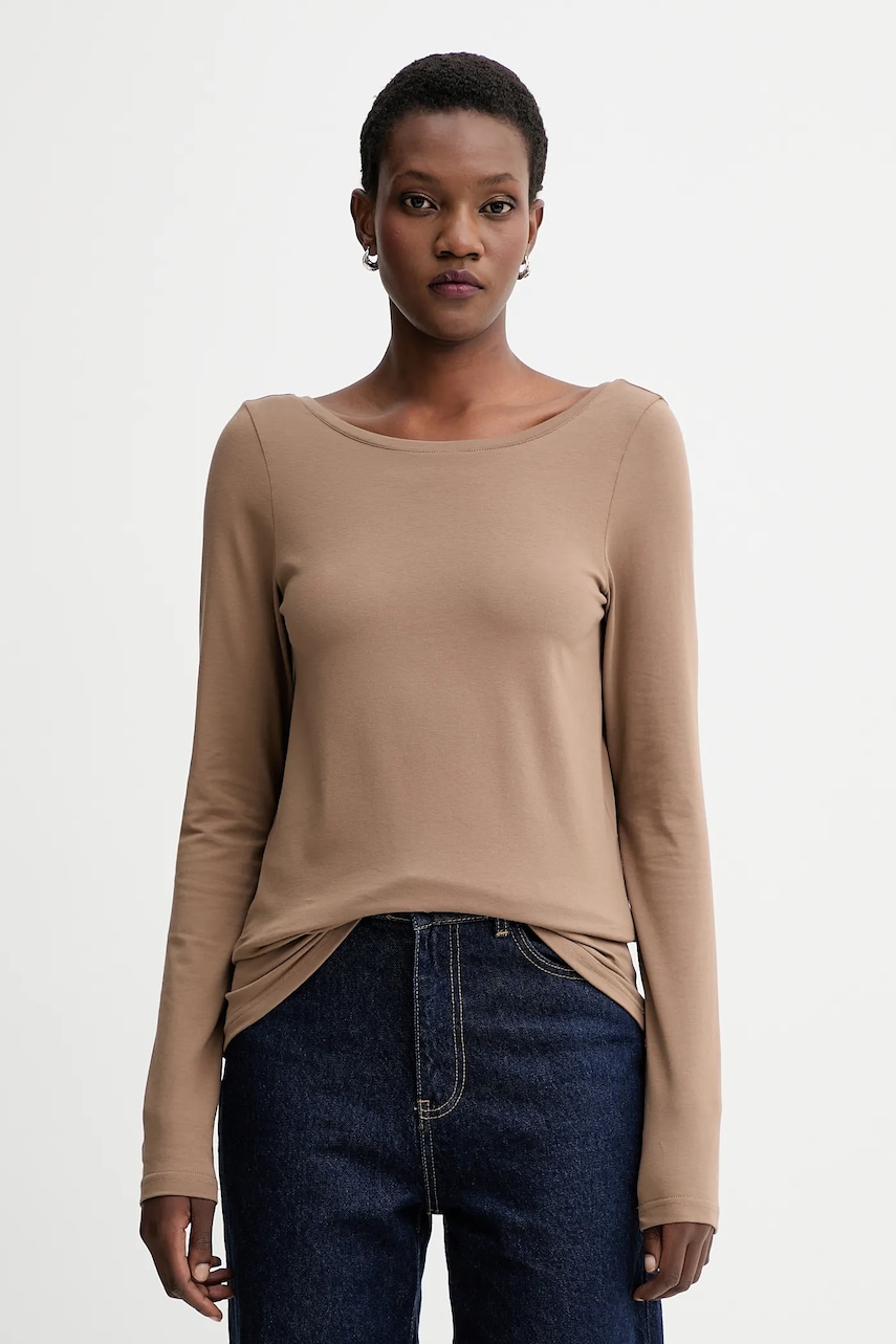 MUUV. longsleeve culoarea maro, cu spate descoperit, 0
