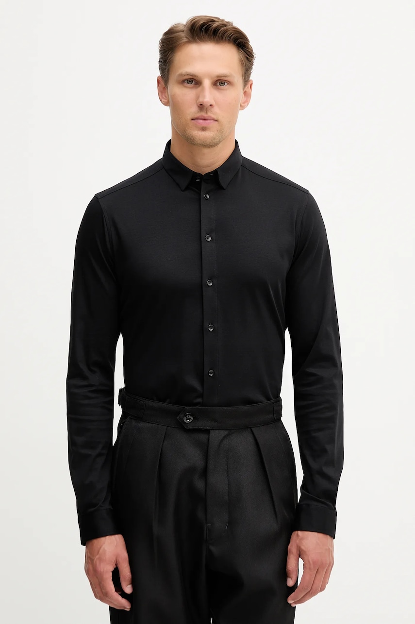 Levně Bavlněná košile Mos Mosh MARCO pánská, černá barva, regular, s límečkem button-down, 500940