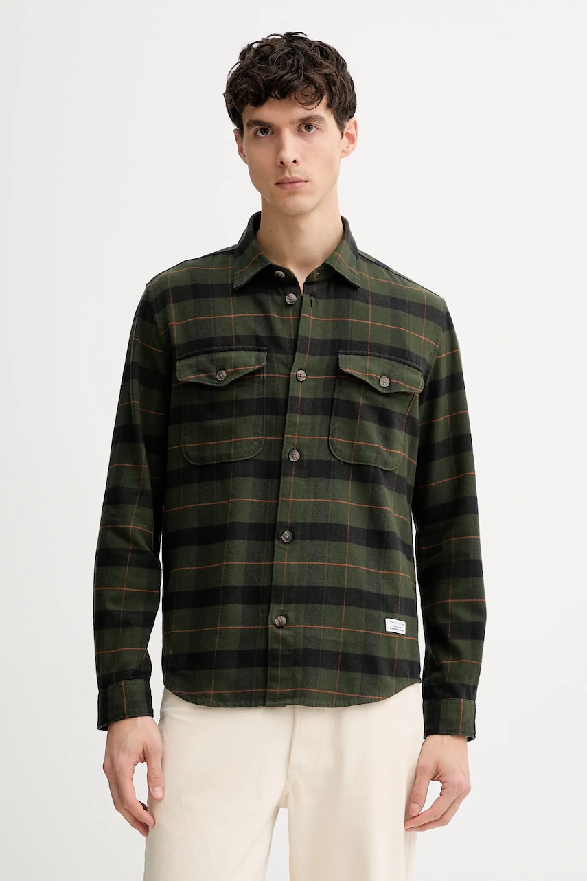 Marc O'Polo cămașă din bumbac culoarea verde, cu guler clasic, regular, 5000007600