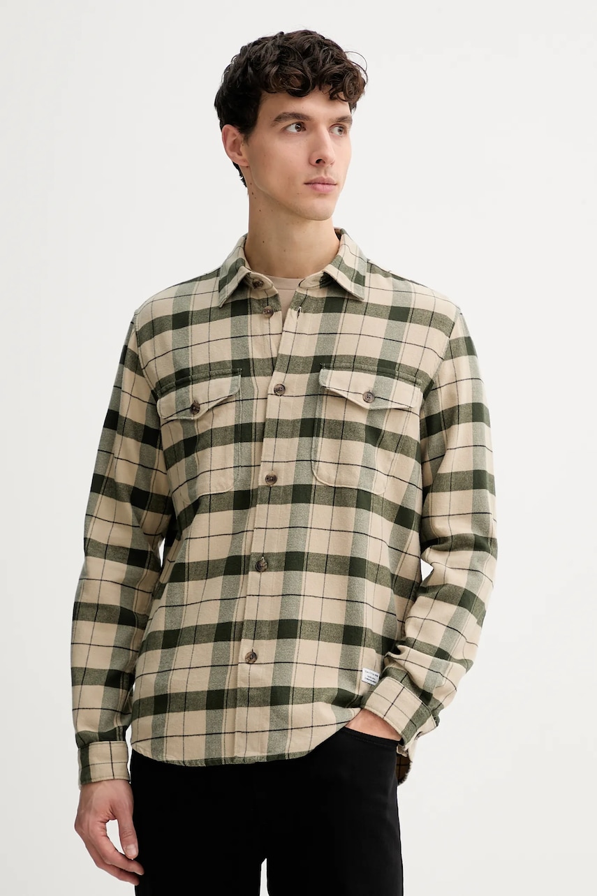 Marc O'Polo cămașă din bumbac culoarea verde, cu guler clasic, regular, 5000007600