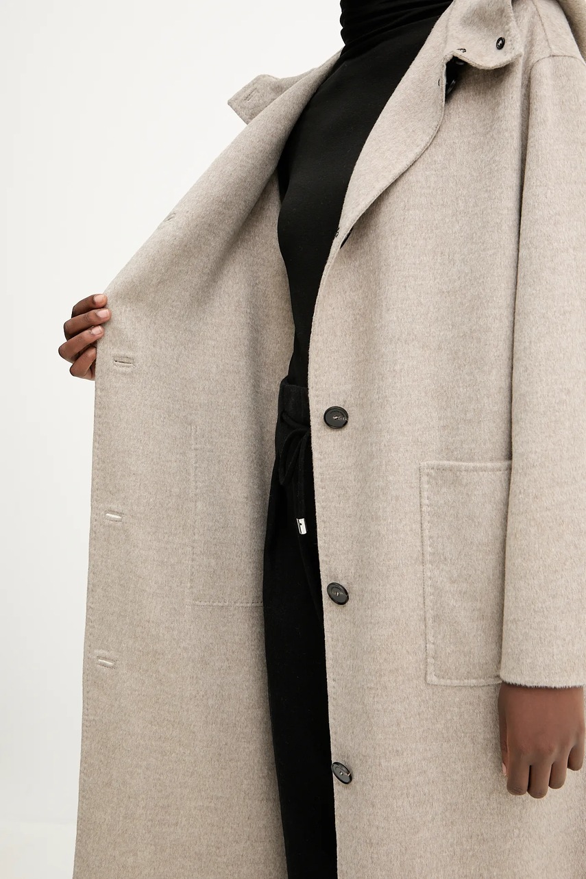 Μάλλινο παλτό Liviana Conti χρώμα: καφέ, F5WW72 φωτογραφία