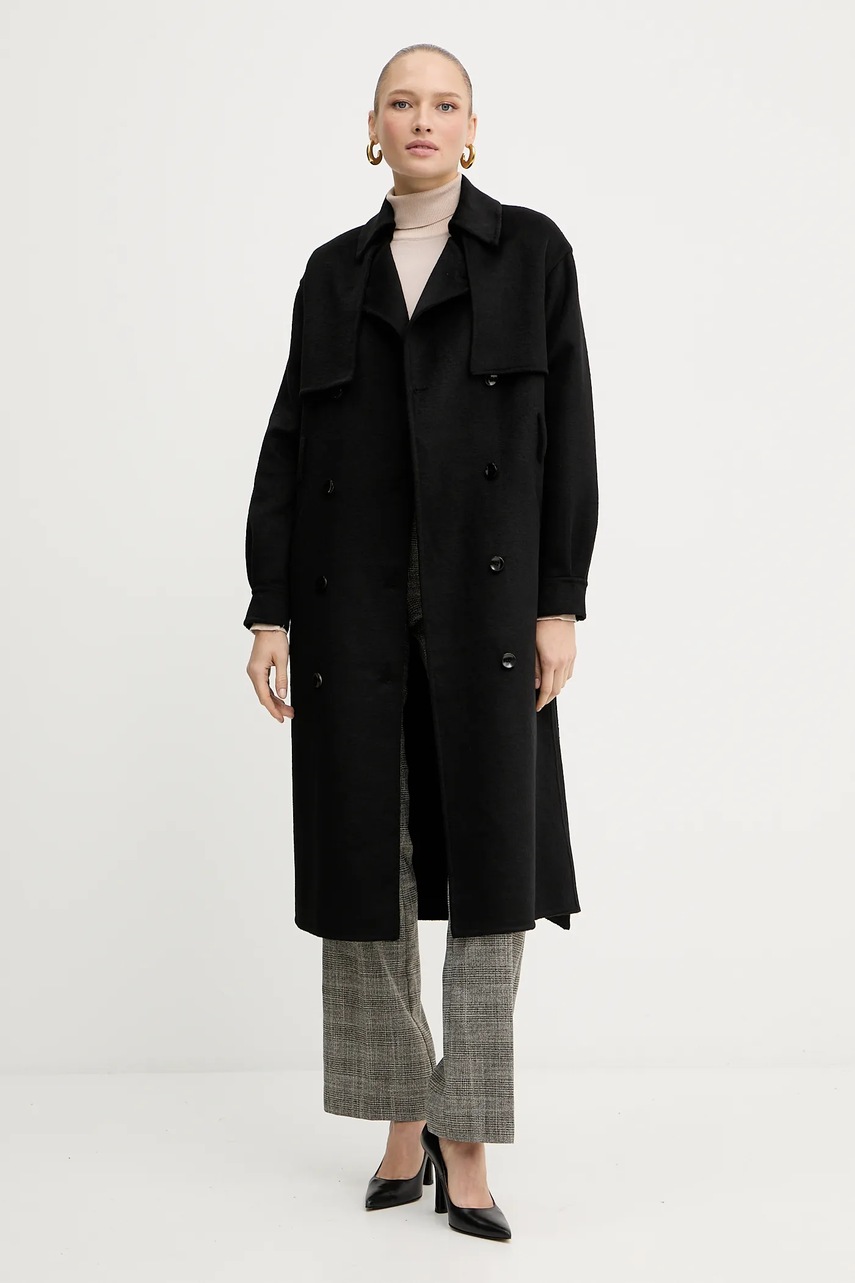 Пальто с шерстью Silvian Heach GONZALEZ цвет чёрный  GPA25162CP