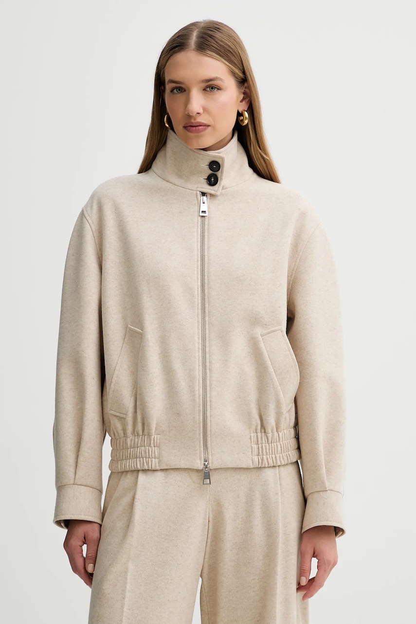 Liviana Conti jachetă de cașmir culoarea bej, de tranzitie, oversize, L5WN45