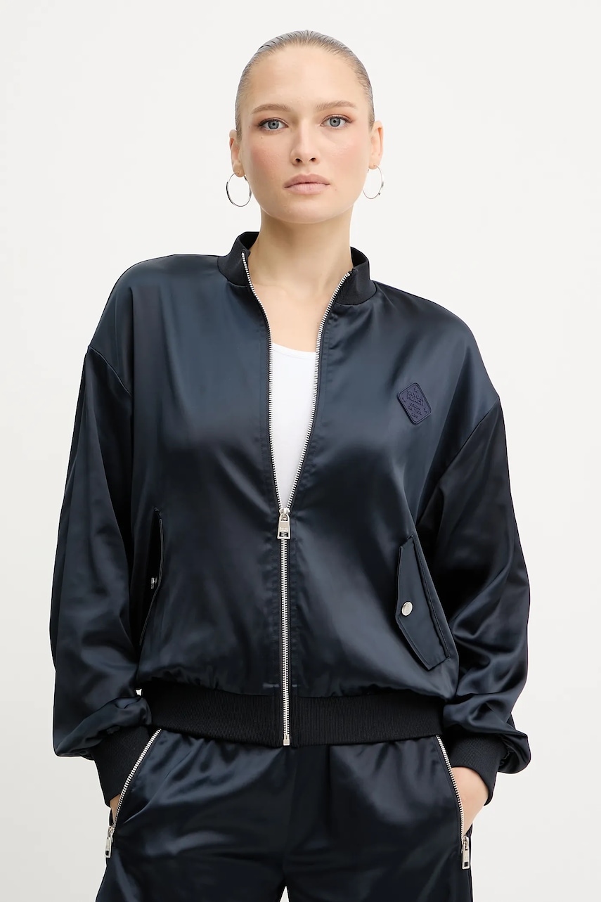 Levně Bomber bunda Silvian Heach AGUS tmavomodrá barva, přechodná, oversize, GPA25169GB