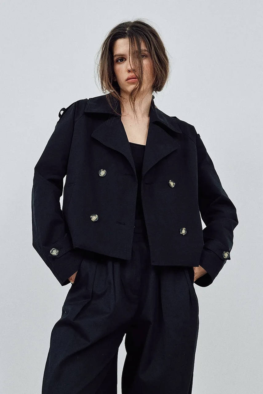 MUUV. geacă THEA culoarea negru, de tranzitie, oversize