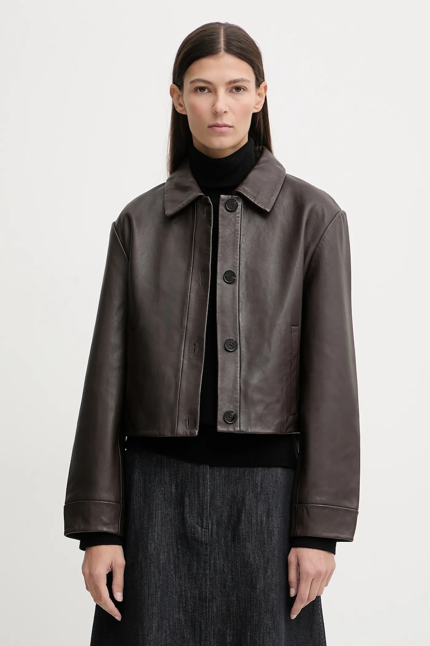 Marc O'Polo geacă de piele culoarea maro, de tranziție, 510701073011