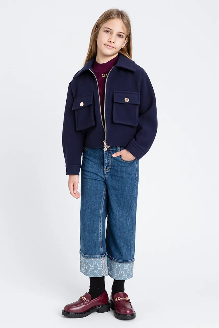 Levně Dětská bunda Twinset tmavomodrá barva, 252GJ2151
