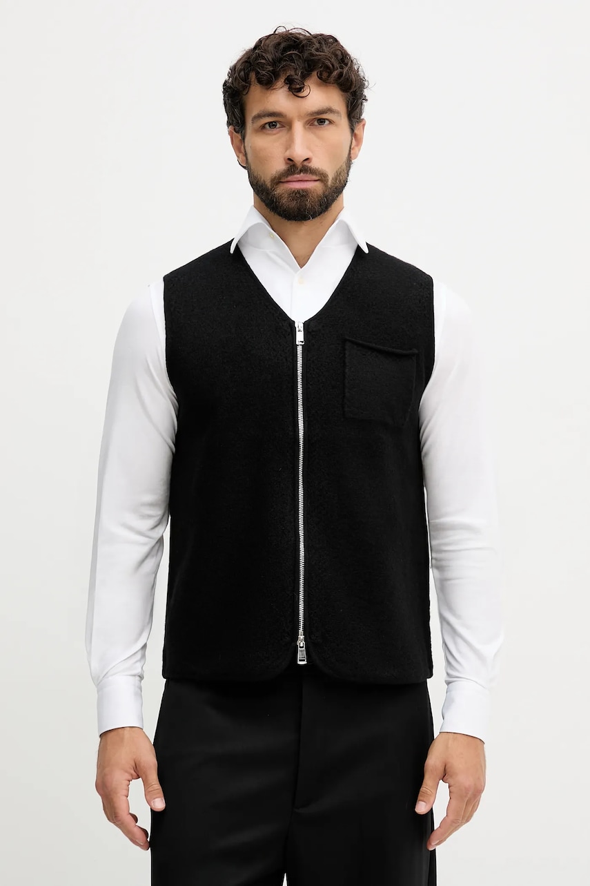 Mos Mosh vestă de lână RYAN culoarea negru, de tranziție, 508970