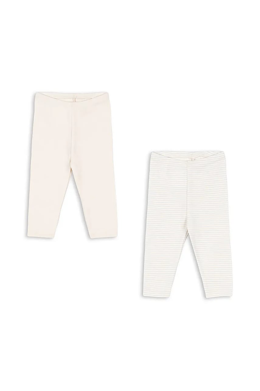 Fanga Fontana leggins din bumbac pentru bebeluși FIO STRIPE 2 PACK PANTS OCS 2-pack culoarea bej, uni, FA100036