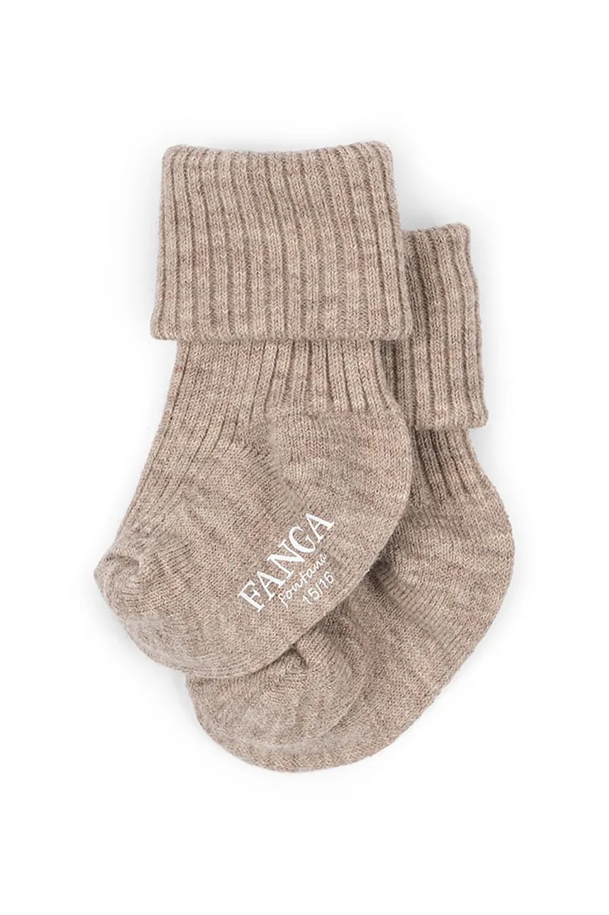 Fanga Fontana șosete de lână lână LIGHT KNITTED SOCKS culoarea bej, FA100053