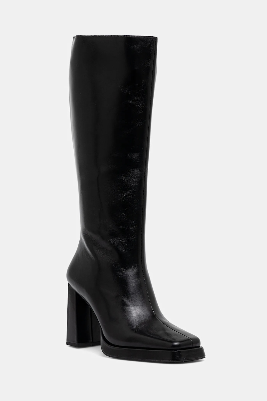 Levně Kožené kozačky Jeffrey Campbell Maximal dámské, černá barva, na podpatku, JC-852-1-3