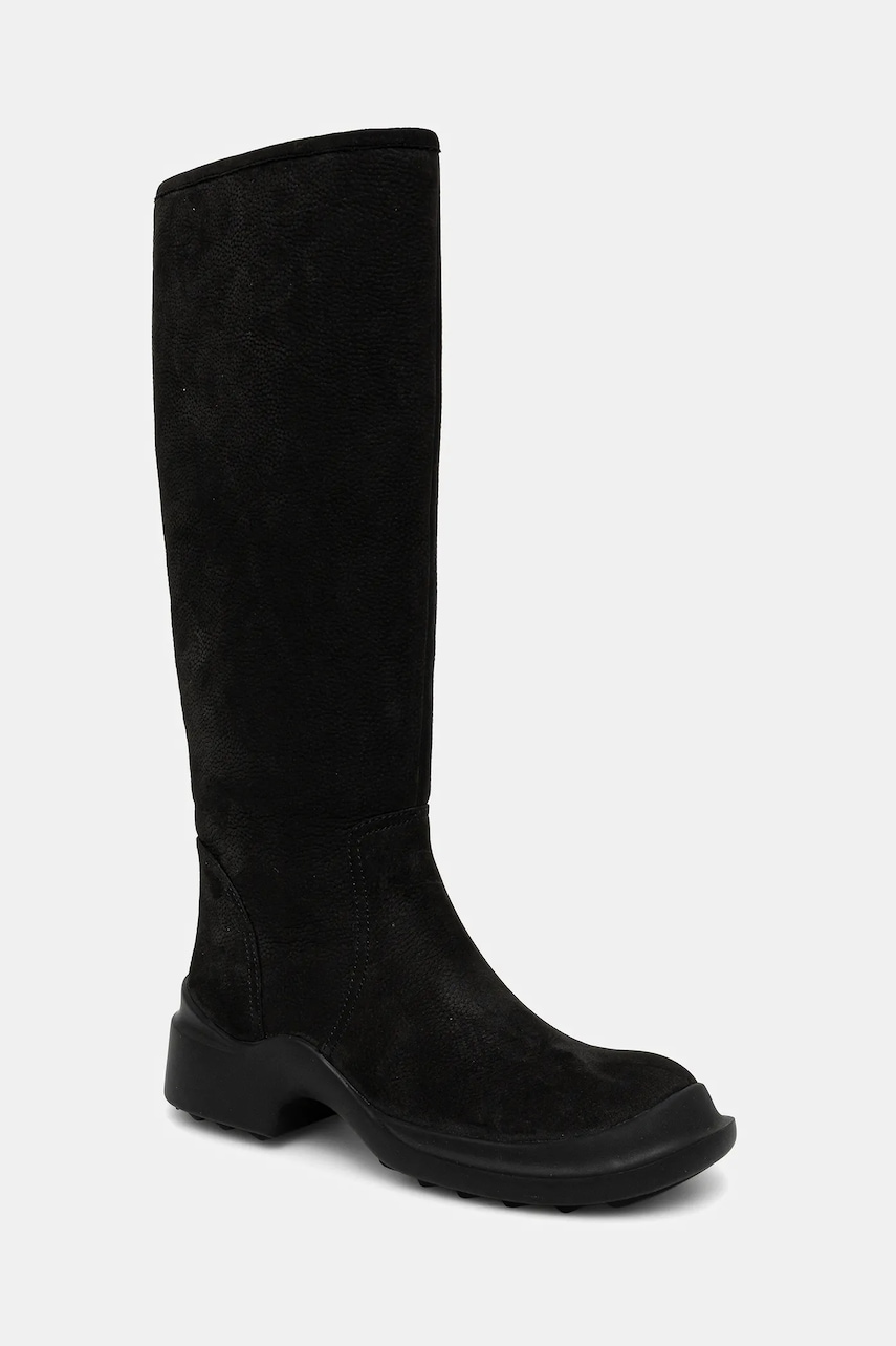Levně Nubukové kozačky Jeffrey Campbell FORTE dámské, černá barva, na plochém podpatku, JCD-347-4-03