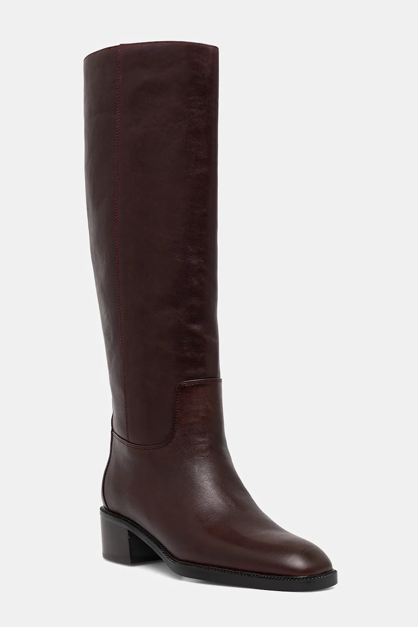 Jeffrey Campbell ghete de piele LADA culoarea bordo, cu toc plat, U321-N01-003