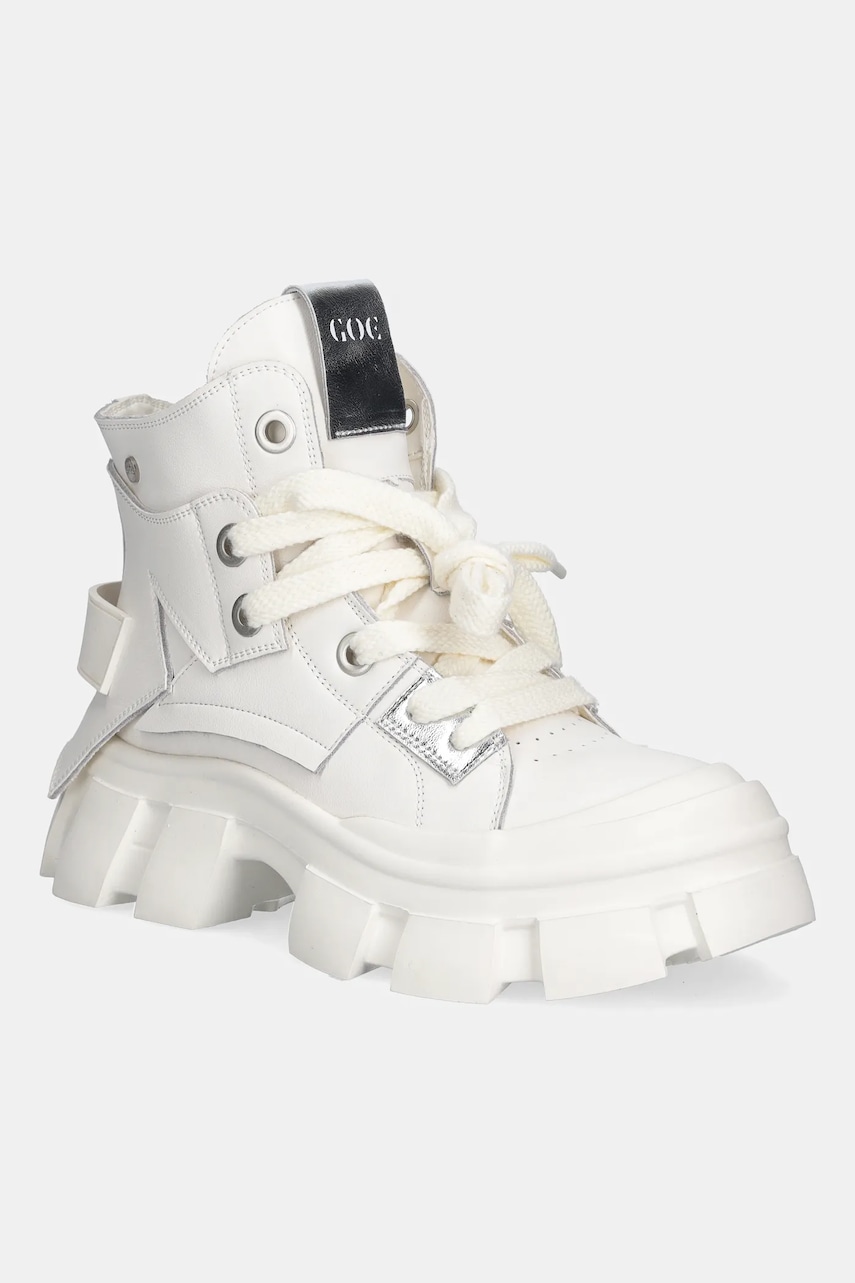 GOE bocanci de piele culoarea bej, cu platforma, SS2N4055 WHITE