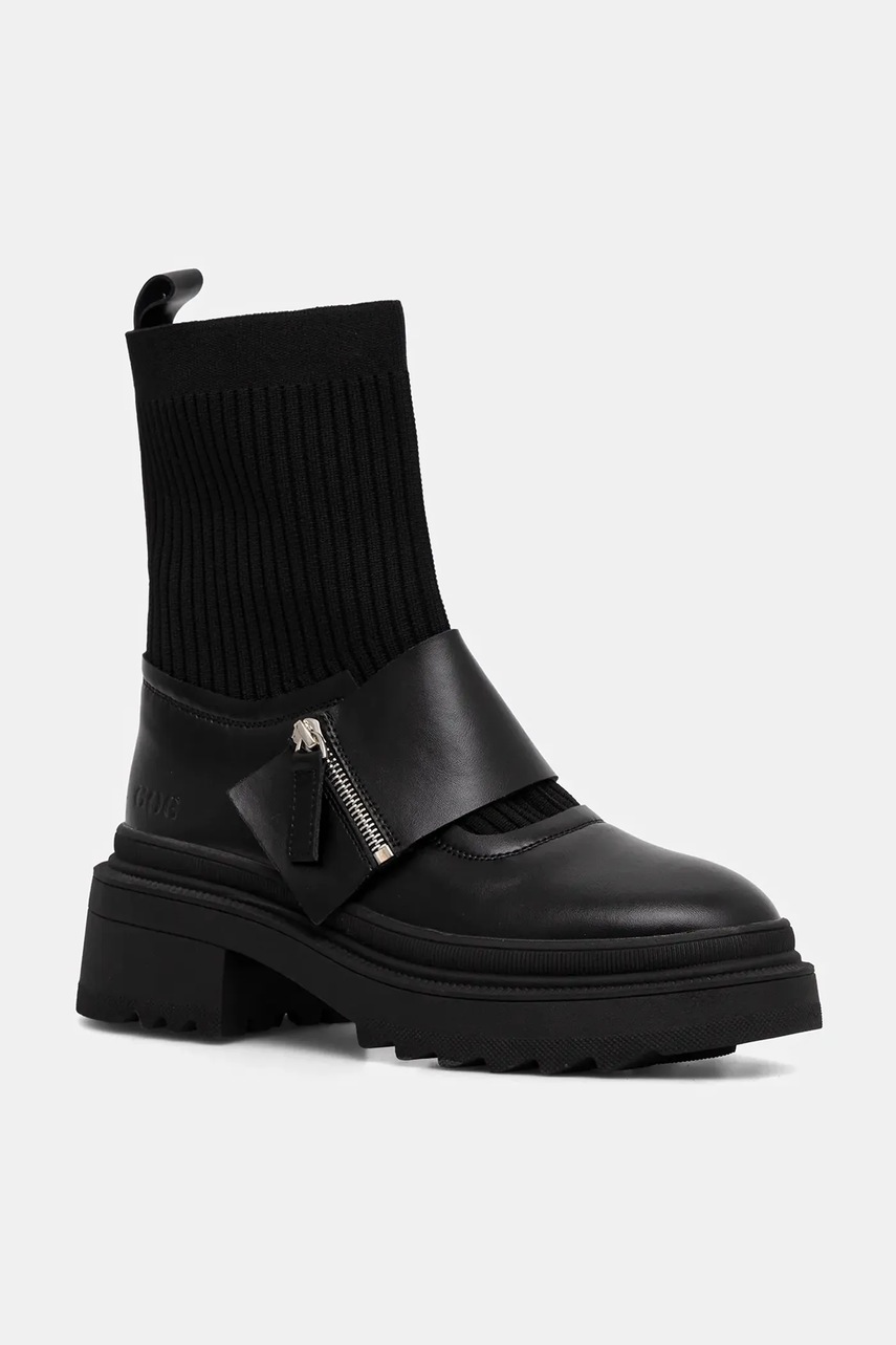 GOE botine culoarea negru, cu toc plat, SS2N4071 BLACK