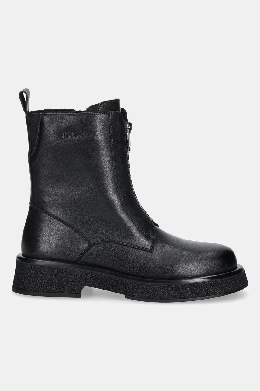 Кожаные полусапожки GOE цвет чёрный на плоском ходу SS2N4145 BLACK