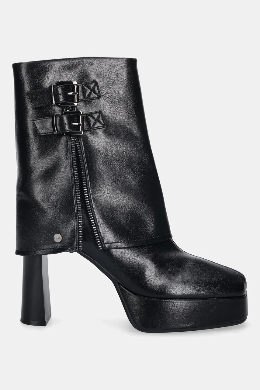 Полусапожки GOE цвет чёрный каблук кирпичик слегка утеплённый SS2N4206 BLACK