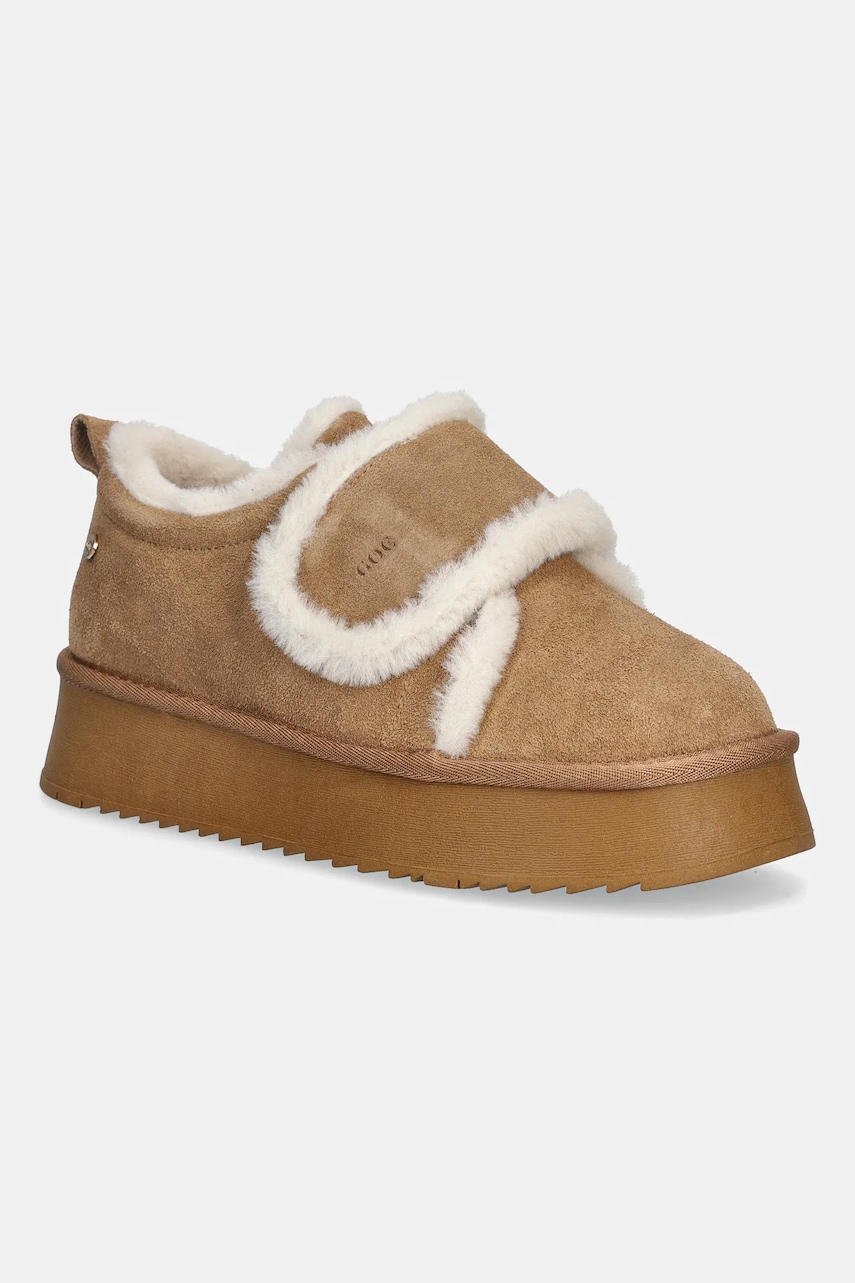 GOE cizme de zăpadă din piele întoarsă culoarea bej, SS2N4303 BROWN