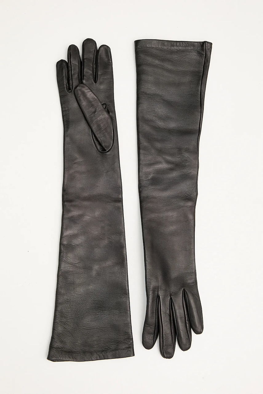 Liviana Conti mănuși de piele culoarea negru, A5WB21