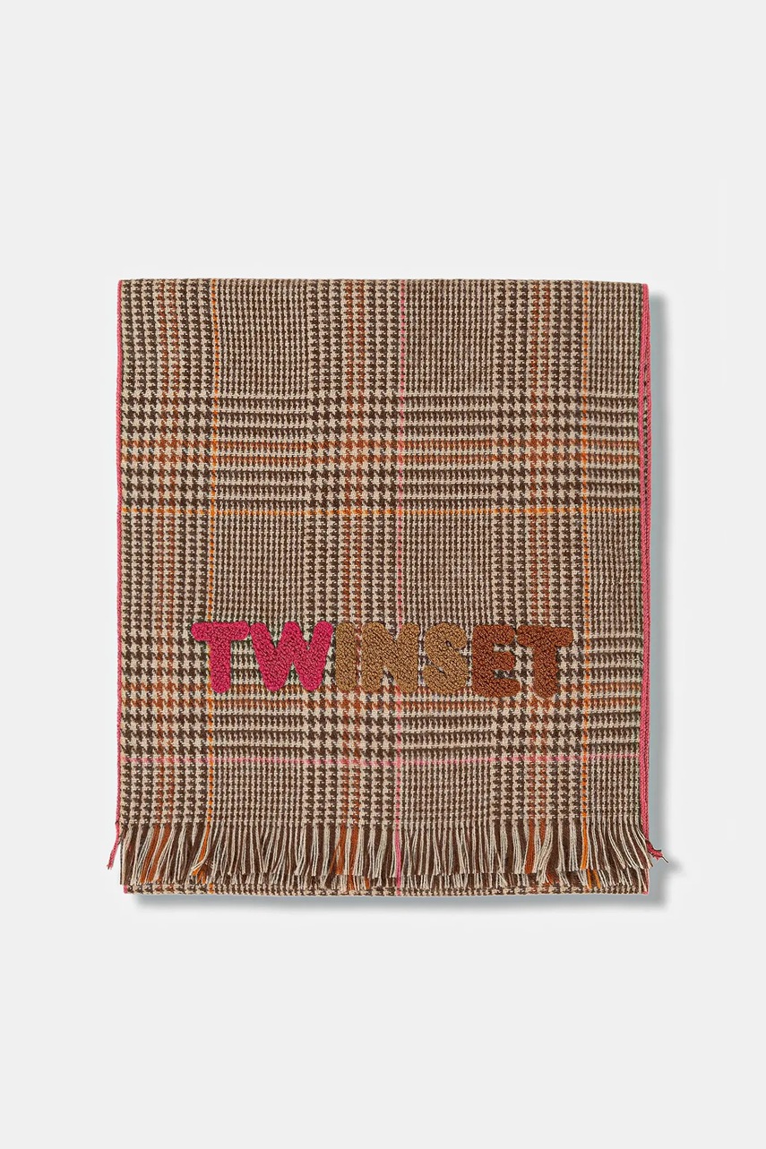 Дитячий шарф Twinset колір бежевий візерунок 252GJ501L Дитячий шарф Twinset колір бежевий візерунок 252GJ501L