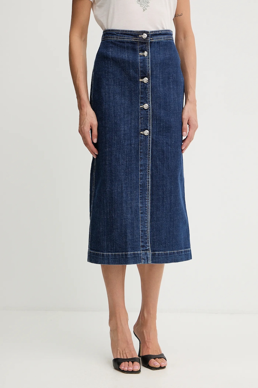Silvian Heach fusta SIKIM culoarea bleumarin, midi, drept, GPA25402GO
