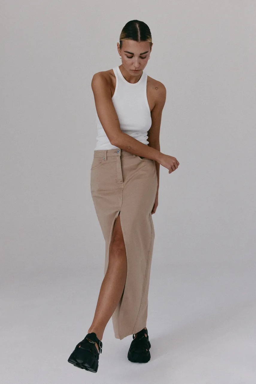 Muuv sukně s rozparkem bavlněná s elastanem NANTES (obrázek 4)