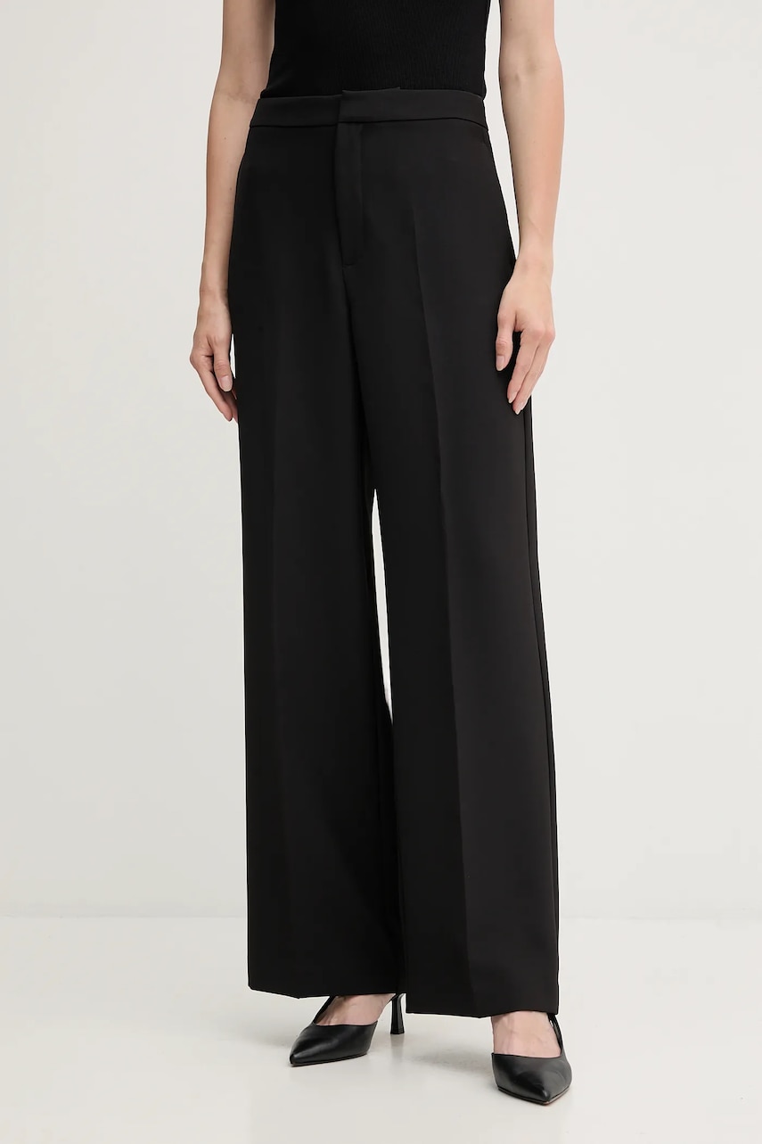 Mos Mosh pantaloni Leya culoarea negru, lat, high waist, 166670