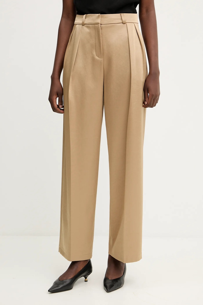 Liviana Conti pantaloni culoarea verde, lat, high waist, F5WS80