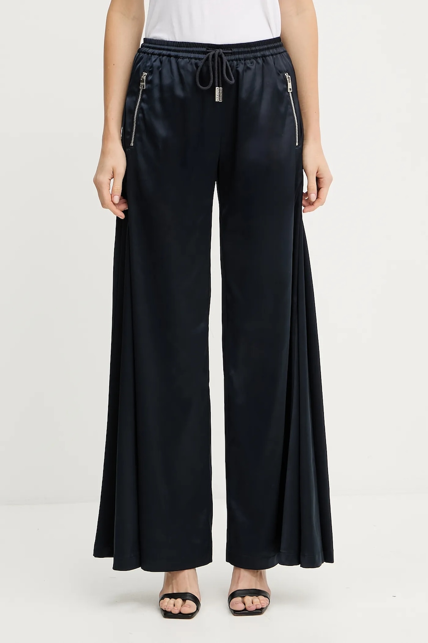 Levně Kalhoty Silvian Heach JONY dámské, tmavomodrá barva, široké, high waist, GPA25161PA