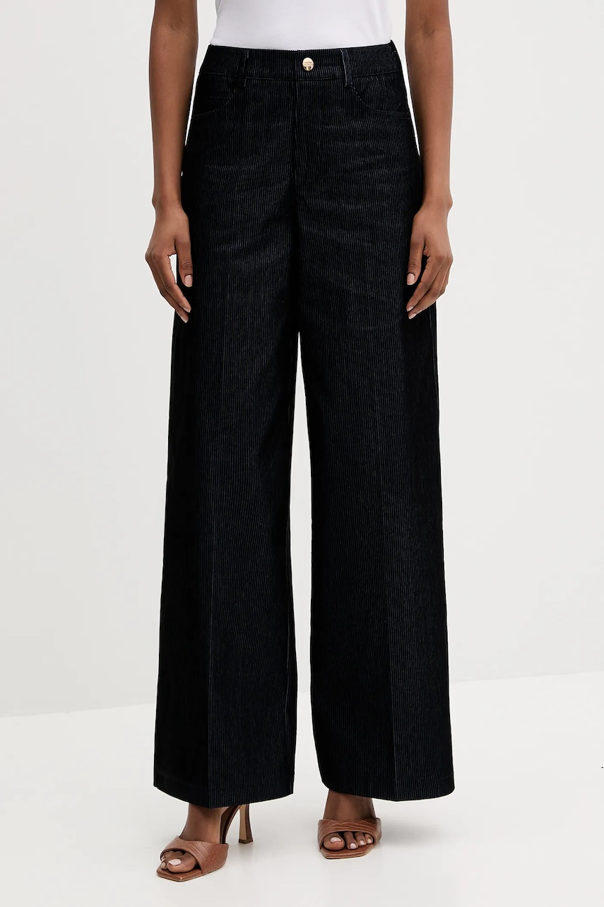 Silvian Heach pantaloni de catifea cord ARBILLA culoarea bleumarin, drept, high waist, GPA25346PA