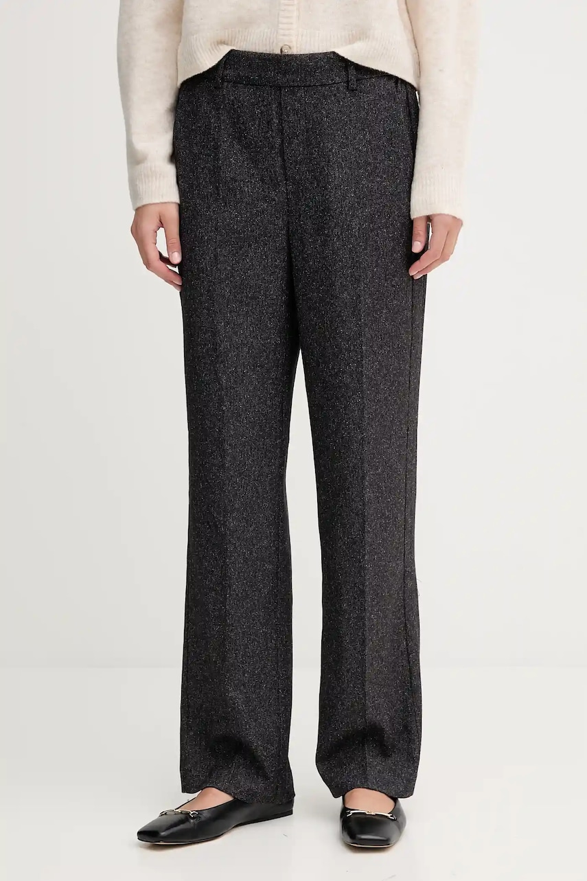 Mos Mosh pantaloni BAI culoarea negru, drept, high waist, 173860