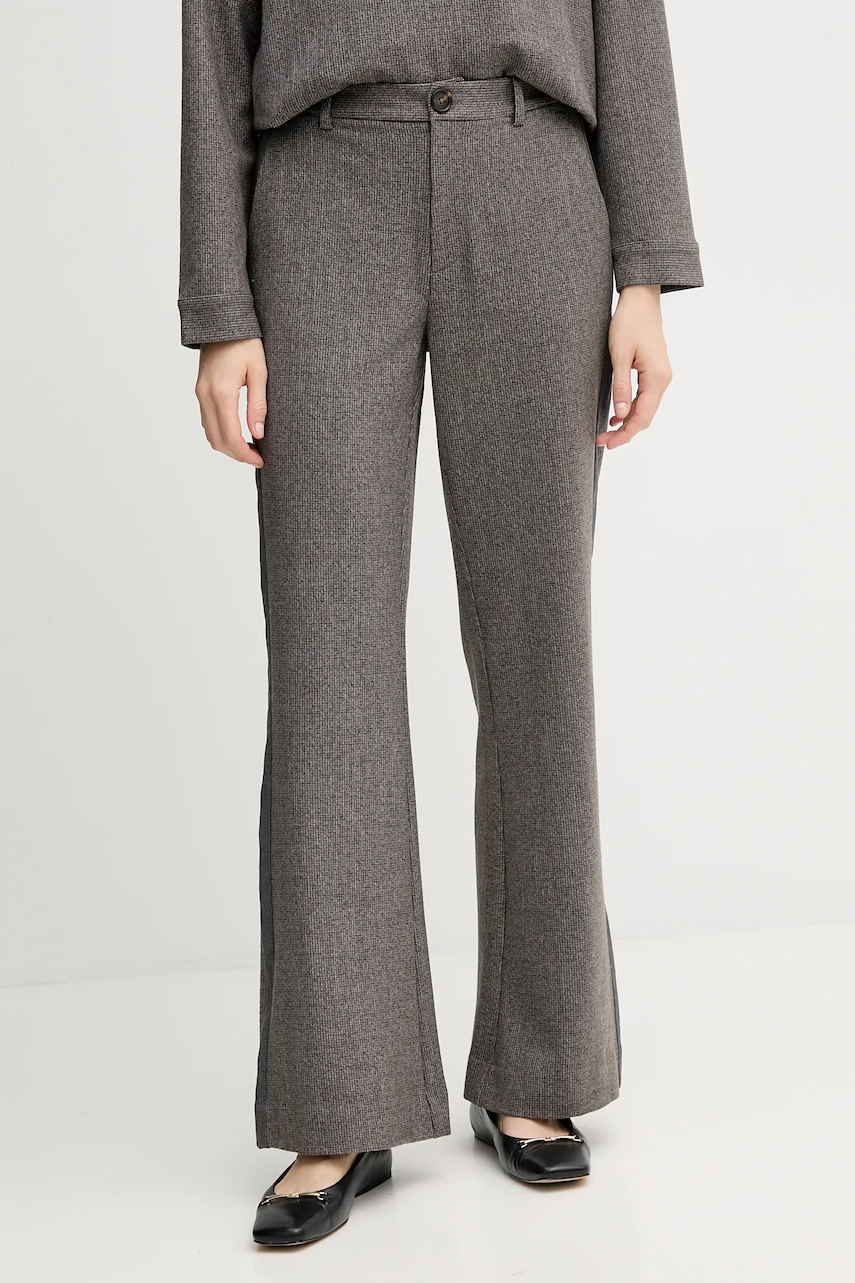 Mos Mosh pantaloni RHYS culoarea maro, lat, high waist, 174100