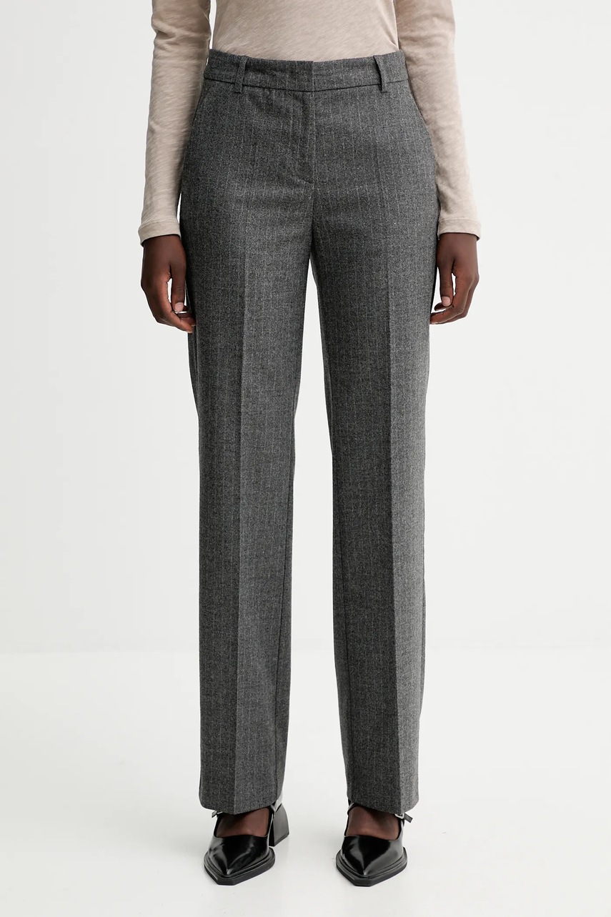 Marc O\'Polo pantaloni cu lână culoarea gri, drept, high waist, 510023710199