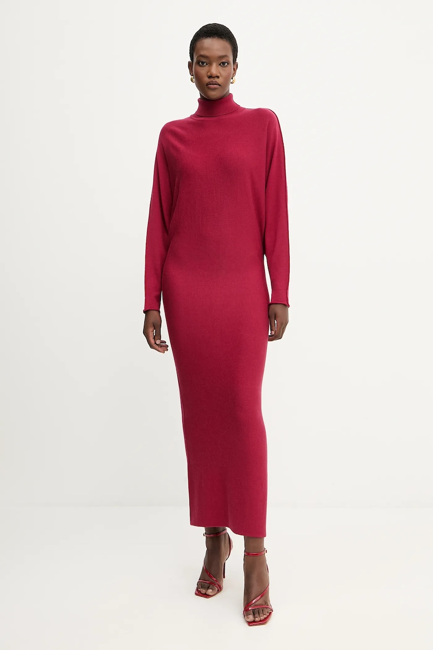Liviana Conti rochie din lână culoarea bordo, maxi, drept, F5WA46