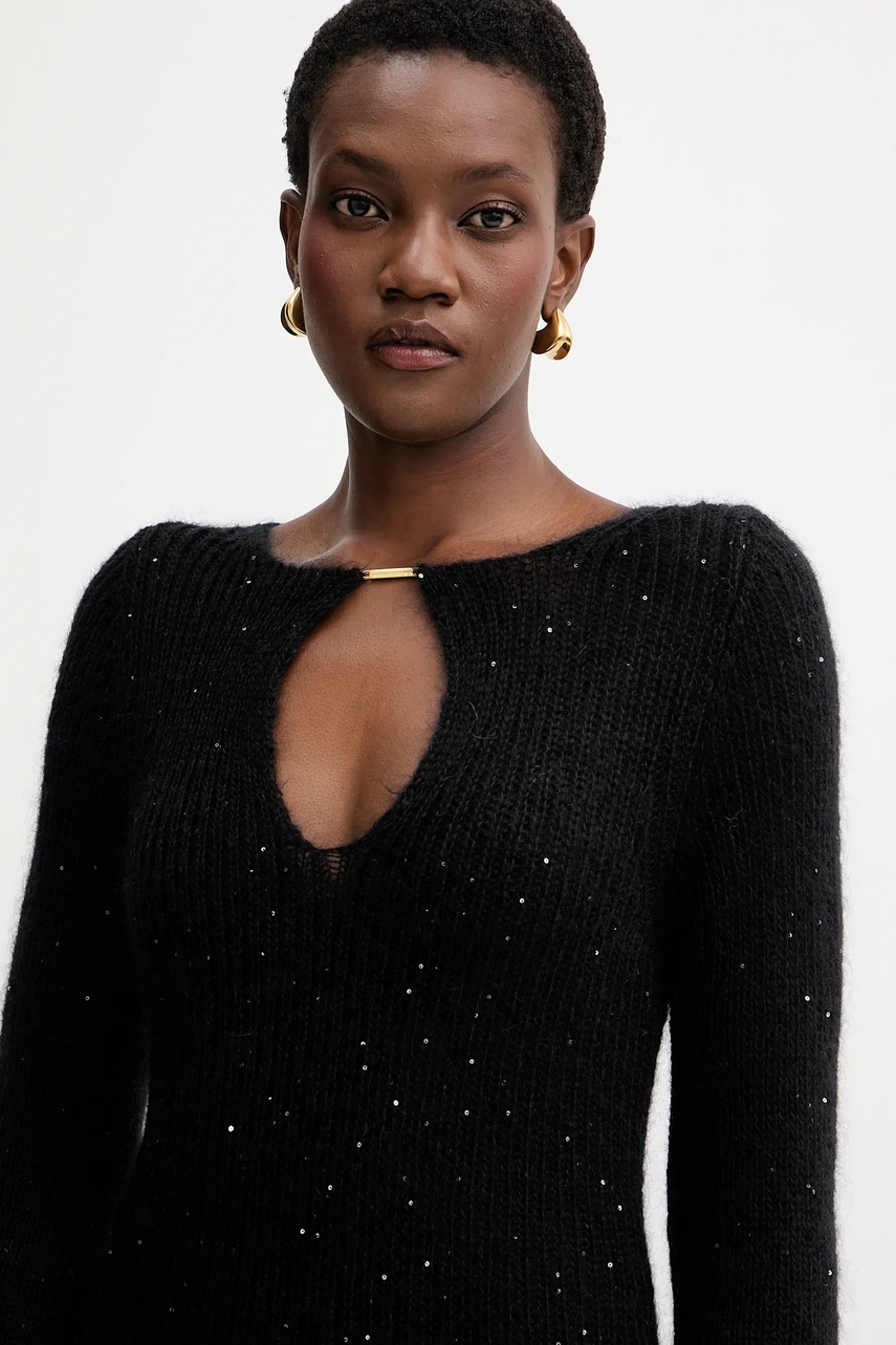 Сукня з додаванням вовни Liviana Conti колір чорний mini облягаюча L5WG62