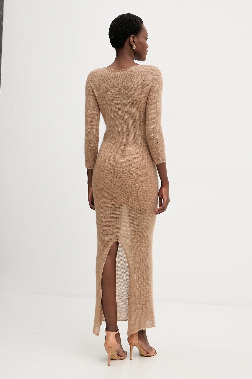 Сукня з додаванням вовни Liviana Conti колір коричневий maxi пряма L5WG63