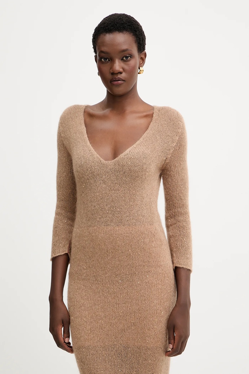 Сукня з додаванням вовни Liviana Conti колір коричневий maxi пряма L5WG63