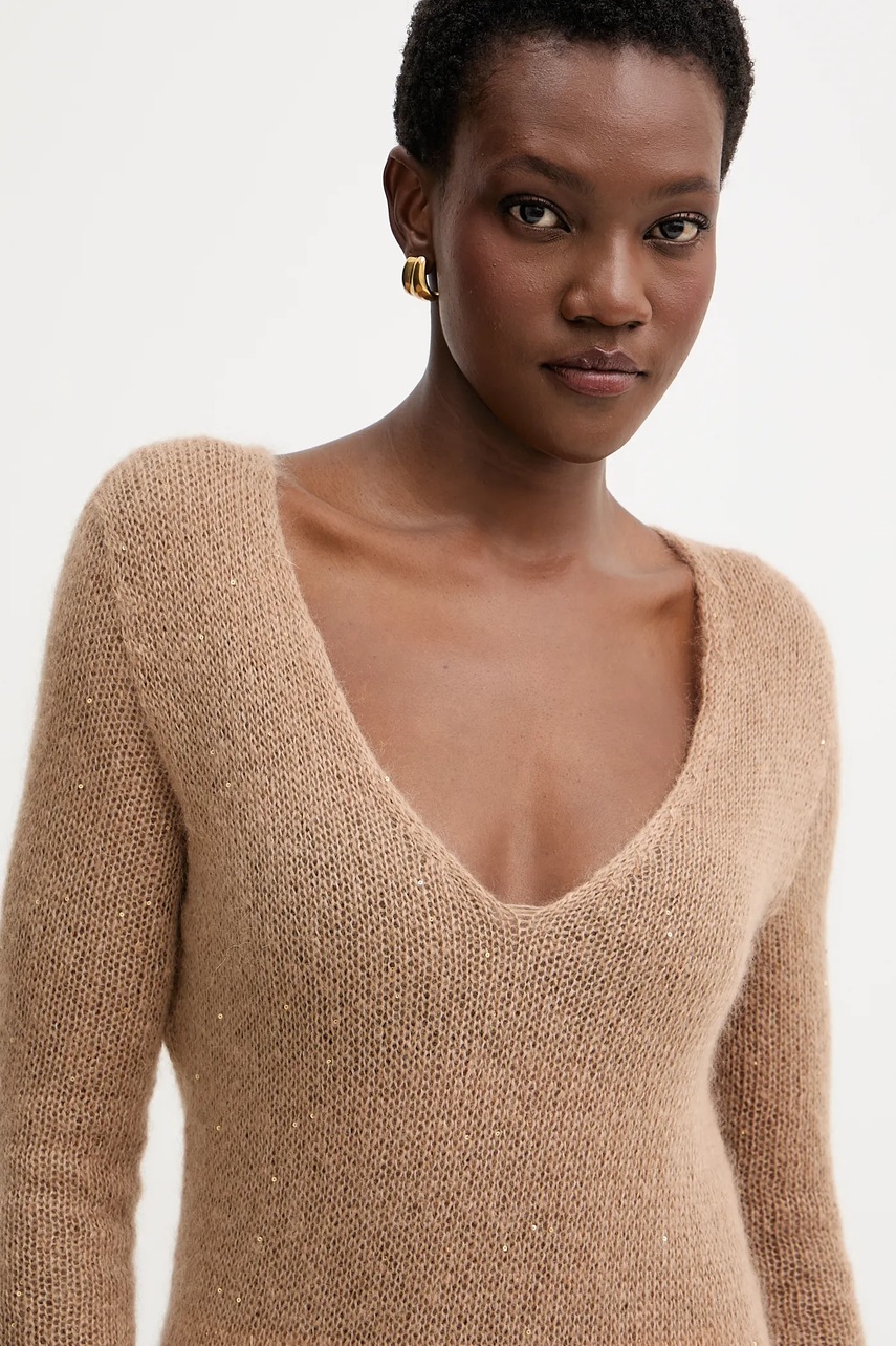 Сукня з додаванням вовни Liviana Conti колір коричневий maxi пряма L5WG63