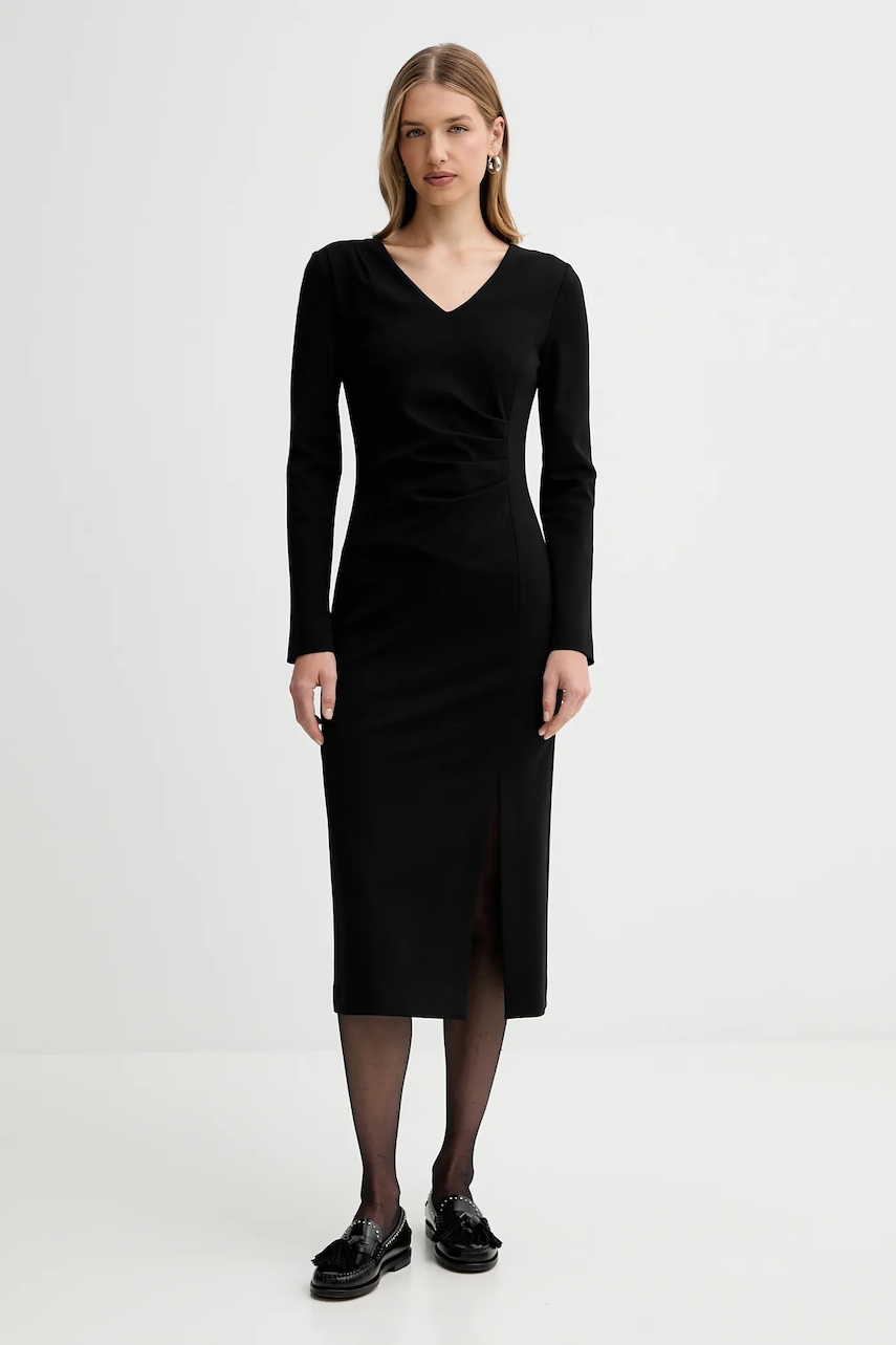 Liviana Conti rochie culoarea negru, midi, drept, L5WI36